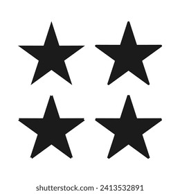 Estrella da forma al conjunto de iconos de corte de esquina. Un grupo de símbolos estrella de cinco puntos con varios cortes en las esquinas seleccionadas. Aislado sobre un fondo blanco.