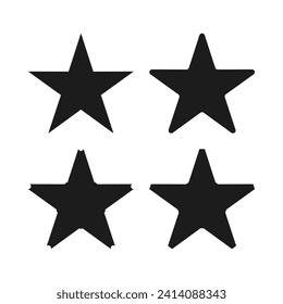 Star shapes cut corners icon set. A group of five-point star symbols with various cuts on each corner. Isolated on a white background.