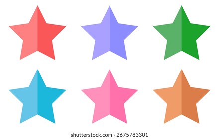 Estrella Formas de media sombra colores conjunto Vector.