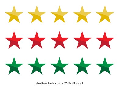 Star shapes in a row best and top quality concept representation graphic five star rating review.