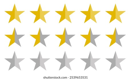 Star shapes in a row best and top quality concept representation graphic five star rating.