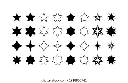 Star Shapes Set Simple Pictograms Isolated Stock Vector (Royalty Free ...