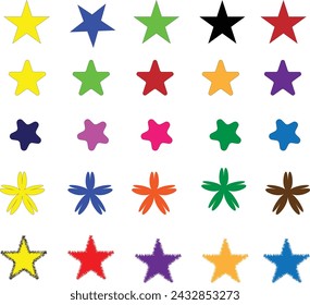 Star shapes set. Simple pictograms isolated on white background. Vector illustration.