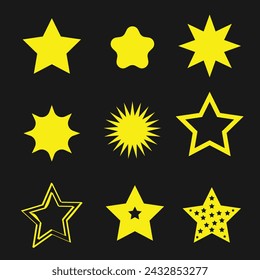 Star shapes set. Simple pictograms isolated on white background. Vector illustration.