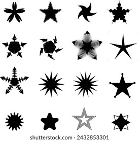 Star shapes set. Simple pictograms isolated on white background. Vector illustration.