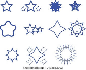 Star shapes set. Simple pictograms isolated on white background. Vector illustration.
