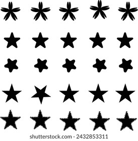 Star shapes set. Simple pictograms isolated on white background. Vector illustration.
