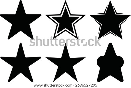 Star shapes various designs in black and white graphic resource