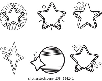 Star shapes Vector illustration set in a variety of vibrant colors. Perfect for decorations or educational projects.