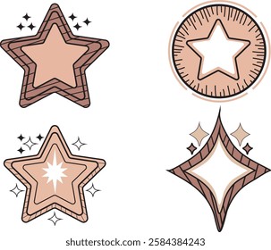 Star shapes Vector illustration set in a variety of vibrant colors. Perfect for decorations or educational projects.