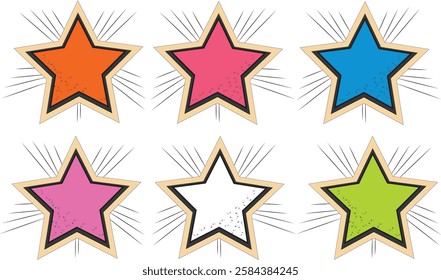 Star shapes Vector illustration set in a variety of vibrant colors. Perfect for decorations or educational projects.