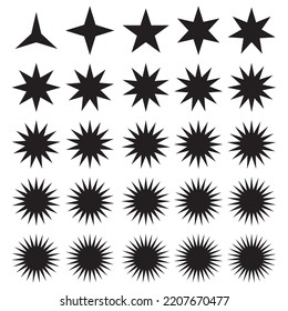 Star Shapes vector image 30 different types of star and sun shapes