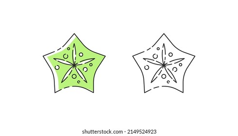 Star shell icon linear vector. Bat star shell logo symbol set in color and black.