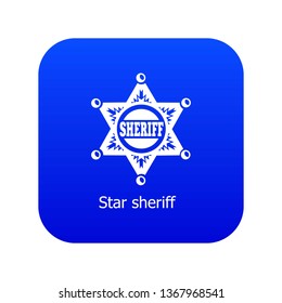 Star sheriff icon blue vector isolated on white background