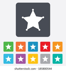 Star Sheriff sign icon. Police button. Sheriff symbol. Rounded squares 11 buttons. Vector