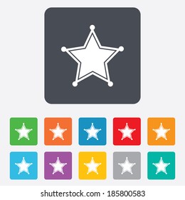 Star Sheriff sign icon. Police button. Sheriff symbol. Rounded squares 11 buttons. Vector