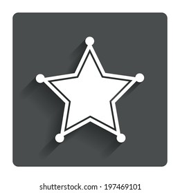 Star Sheriff sign icon. Police button. Sheriff symbol. Gray flat button with shadow. Modern UI website navigation. Vector