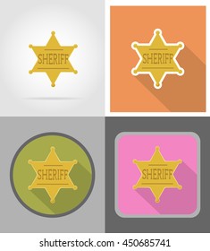 star sheriff wild west flat icons vector illustration isolated on background