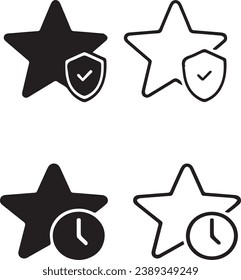 Lista de comprobación del protector de estrella e iconos y símbolos del marcador de hora de estrella 