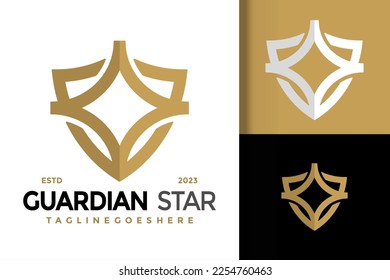 Logotipo Star Shield Guardian Logotipos Diseño Elemento Material Vector Plantilla de Ilustración