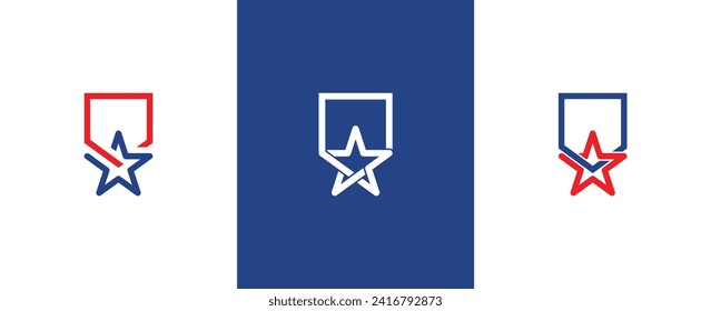 Star Shield Logo Concept sign icon symbol Element Design. Guardian, Protection, Security Logotype. Vector illustration template