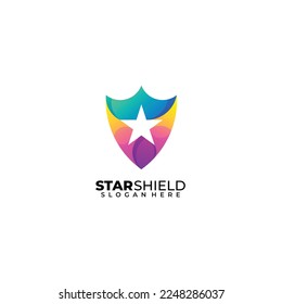 star shield logo gradient color illustration vector