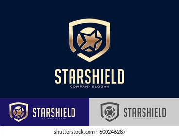 Star Shield Logo Template Design Vector
