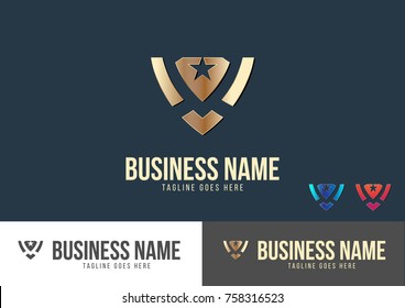 Star And Shield Logo Template Design Vector