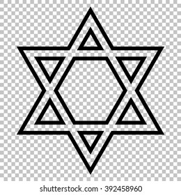 Star. Shield Magen David. Symbol of Israel on transparent background