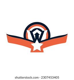star shield ribbon protect shape logo vector illustration template design