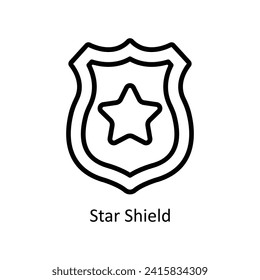 Star Shield vector  outline icon style illustration. EPS 10 File