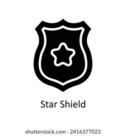 Star Shield vector Solid icon style illustration. EPS 10 File