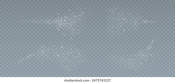 Star shimmer dust. Glitter splash effect on transparent PNG background. A bright explosion of glitter. Vector illustration