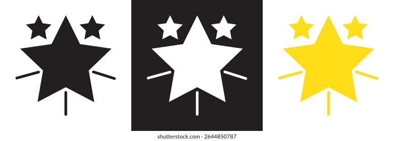 Star shine icon of 3 types: color, golden, black and white, outline. Isolated vector sign symbol. Brand awareness icon. star shine line icon. Web icons universal set for web and mobile.