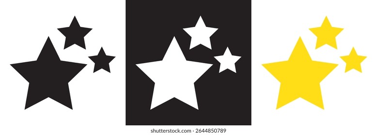 Star shine icon of 3 types: color, golden, black and white, outline. Isolated vector sign symbol. Brand awareness icon. star shine line icon. Web icons universal set for web and mobile.
