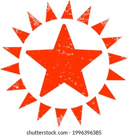 Star shine icon with grunge effect. Isolated vector star shine icon image with unclean rubber texture on a white background.