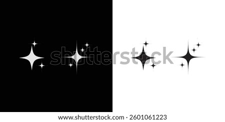 Star shine icons. Twinkling stars. Symbols of sparkle, glint, gleam, Shining icon. Sparkles. glowing sparkle. vector.

