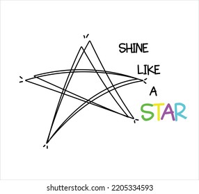 estrella con brillo como un lema de estrella sobre fondo blanco, diseño vectorial para impresiones de moda y afiches, pegatinas, bolsos, tazas, estuche de teléfono