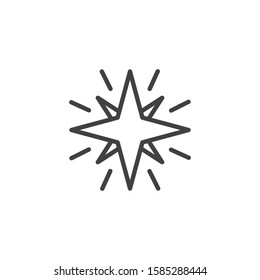 Star shine line icon. linear style sign for mobile concept and web design. Sparkle star outline vector icon. Astronomy science symbol, logo illustration. Vector graphics