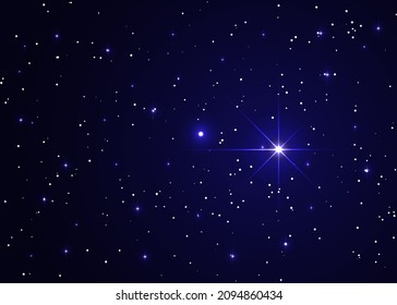 The star shines over the manger of christmas of Jesus Christ. Night starry sky, a beautiful space with a nebula. Abstract background with stars, space. Vector illustration for banner, brochure 