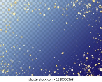 Star shining gold gradient sparkles on transparent background. Light vector magic stars gold falling sparkles with gradient texture on transparent. Holiday confetti tinsels decor elements.