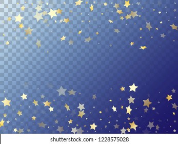 Star shining gold gradient sparkles on transparent background. Modern vector magic stars gold falling sparkles with gradient texture on transparent. New Year starburst magical elements.
