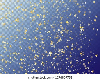 Star shining gold gradient sparkles on transparent background. Twinkle vector magic stars gold falling sparkles with gradient texture on transparent. Birthday starburst magical elements.