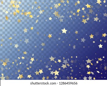 Star shining gold gradient sparkles on transparent background. Premium vector magic stars gold falling sparkles with gradient texture on transparent. New Year starburst lights poster pattern.