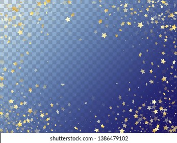 Star shining gold gradient sparkles on transparent background. Decorative vector magic stars gold falling sparkles with gradient texture on transparent. Christmas starburst fireworks pattern.