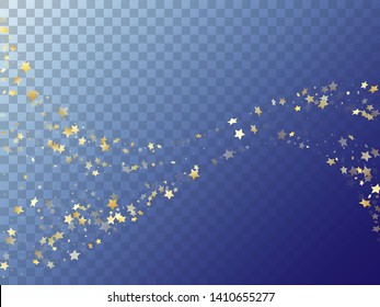 Star shining gold gradient sparkles on transparent background. Vintage vector magic stars gold falling sparkles with gradient texture on transparent. New Year starburst lights card pattern.