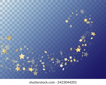 El brillante gradiente dorado estrella brilla sobre un fondo transparente. El vectorial de las estrellas mágicas vectoriales de oro que caen chispas con textura gradiente sobre transparente. El fondo de las luces de estallido de vacaciones.