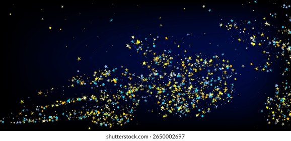 Star shining gold gradient sparkles on transparent background. Chic vector magic stars gold falling sparkles with gradient texture on transparent. Holiday starburst lights backdrop. 2026 New Year