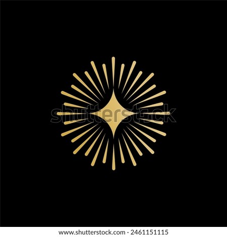 star shining sparkling logo white in black