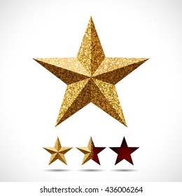 Star with shiny glitter texture and rating template